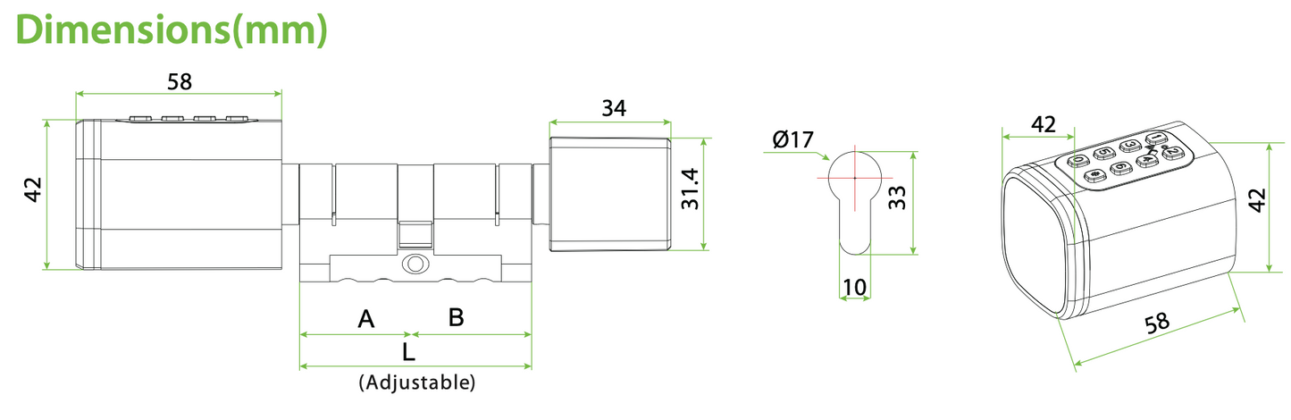 SL01-SL20K Smart Electronic Cylinder Lock